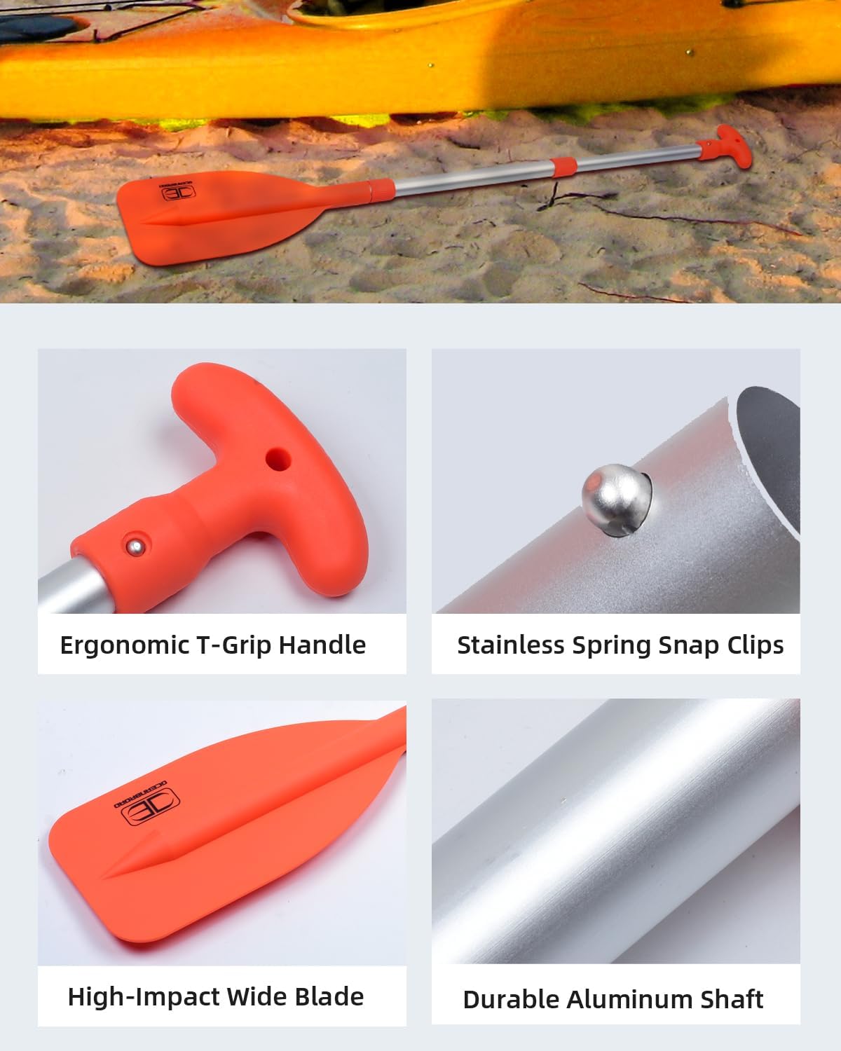 Emergency Paddle 21''-42''（Assembling Required）/26''-54'' | Boat Paddle, Canoe/Kayak Paddle, Telescoping Paddle, Collapsible Paddle, PWC/Boating/Pontoon/Jet Ski Accessories